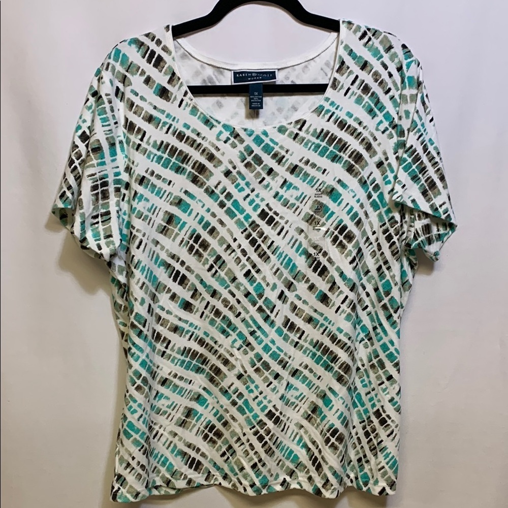 Karen Scott Blue and Brown Blouse